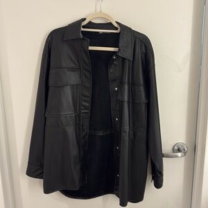 Zara oversized faux leather shirt jacket